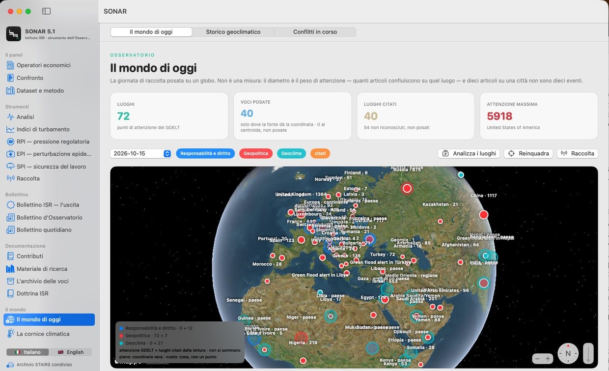 Il mondo di oggi — la giornata posata su un globo
